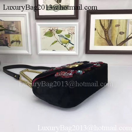 Gucci GG Marmont Embroidered Velvet mini Bag 446744 Black