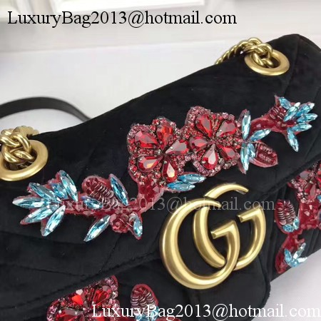 Gucci GG Marmont Embroidered Velvet mini Bag 446744 Black