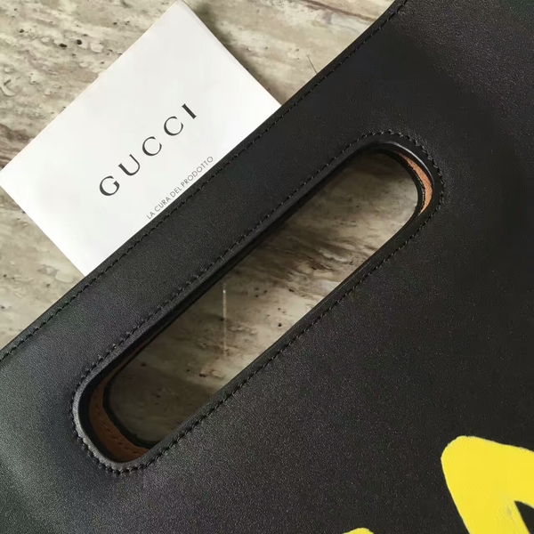 Gucci Ghost Calfskin Leather Shopper Bag 414476 Yellow&Black