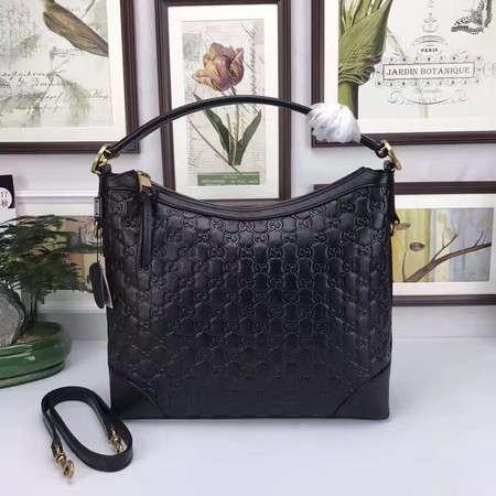 Gucci Miss Signature Leather Hobo Bag 326514 Black