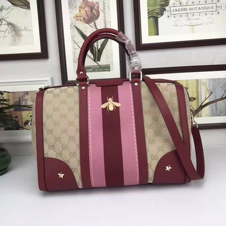 Gucci Vintage Web Multicolour Canvas Boston Bag 406868 Wine