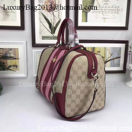 Gucci Vintage Web Multicolour Canvas Boston Bag 406868 Wine