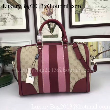 Gucci Vintage Web Multicolour Canvas Boston Bag 406868 Wine