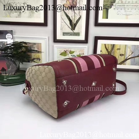 Gucci Vintage Web Multicolour Canvas Boston Bag 406868 Wine