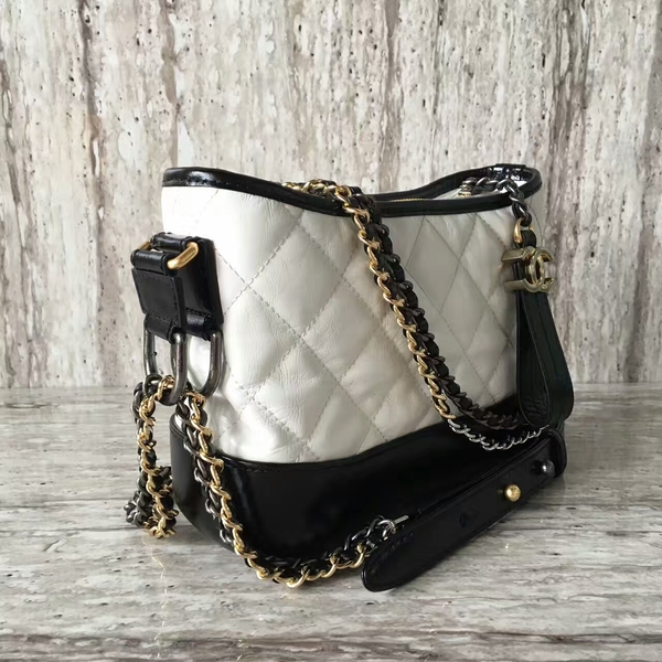 Chanel Gabrielly Calf Leather Shoulder Bag 93823 Black&White