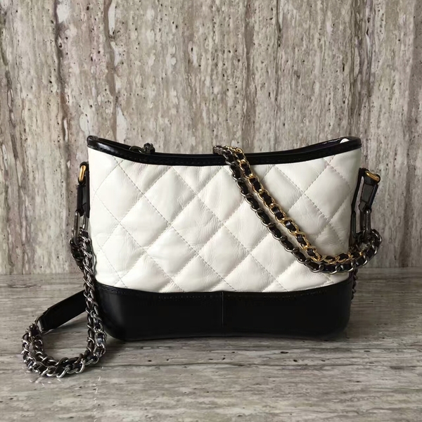 Chanel Gabrielly Calf Leather Shoulder Bag 93823 Black&White