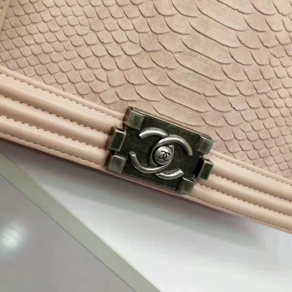 Chanel Le Boy Crocodile Leather Peach A67086 Silver