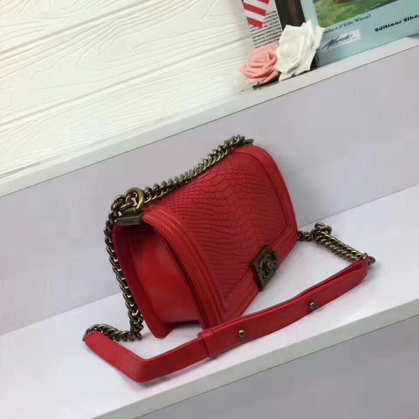 Chanel Le Boy Crocodile Leather Red A67086 Glod