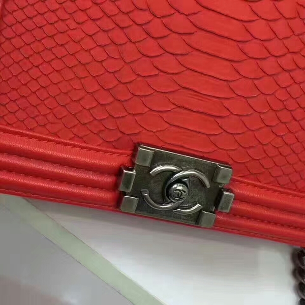 Chanel Le Boy Crocodile Leather Red A67086 Silver