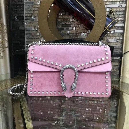 Gucci Dionysus Suede Shoulder Bag with Crystals 400249 Pink