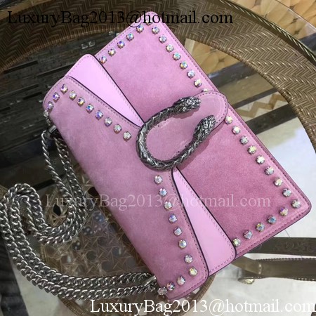 Gucci Dionysus Suede Shoulder Bag with Crystals 400249 Pink