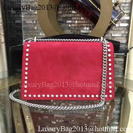 Gucci Dionysus Suede Shoulder Bag with Crystals 400249 Red