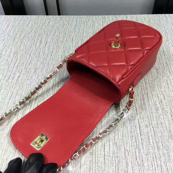 Chanel Sheepskin Leather Shoulder Bag 7023 Red