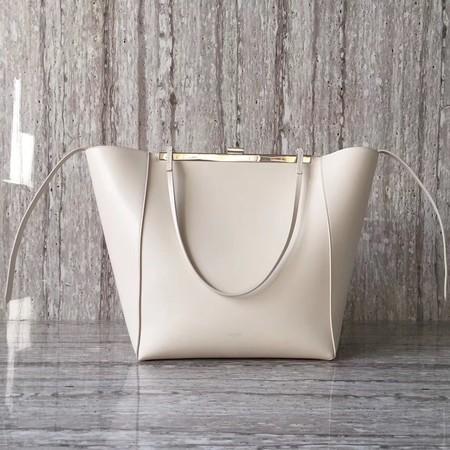 Celine Cabas Clasp Bag Smooth calfskin C90056 White