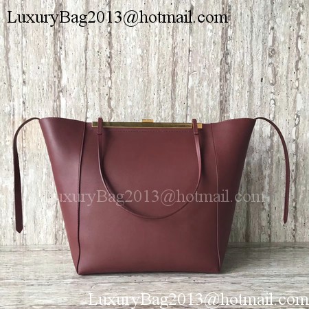 Celine Cabas Clasp Bag Smooth calfskin C90056 Wine