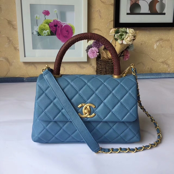 Chanel Tote Bag Skyblue Original Calfskin Leather 92990 Glod