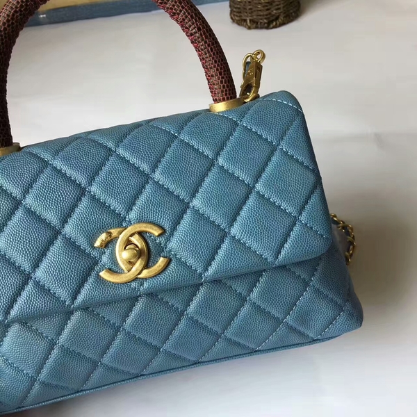 Chanel Tote Bag Skyblue Original Calfskin Leather 92990 Glod