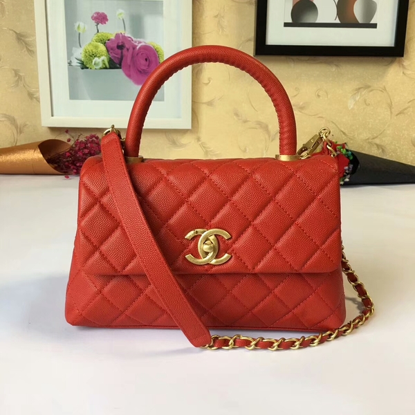 Chanel Tote Bag Red Original Calfskin Leather 92990 Glod