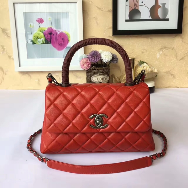 Chanel Tote Bag Red Original Calfskin Leather 92990 Silver