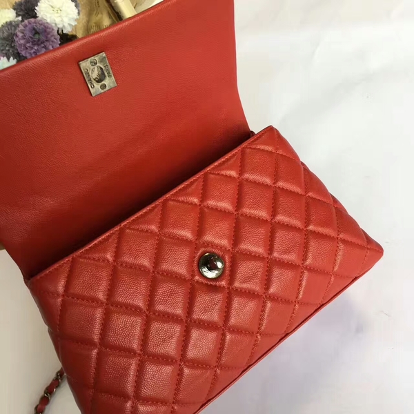 Chanel Tote Bag Red Original Calfskin Leather 92990 Silver