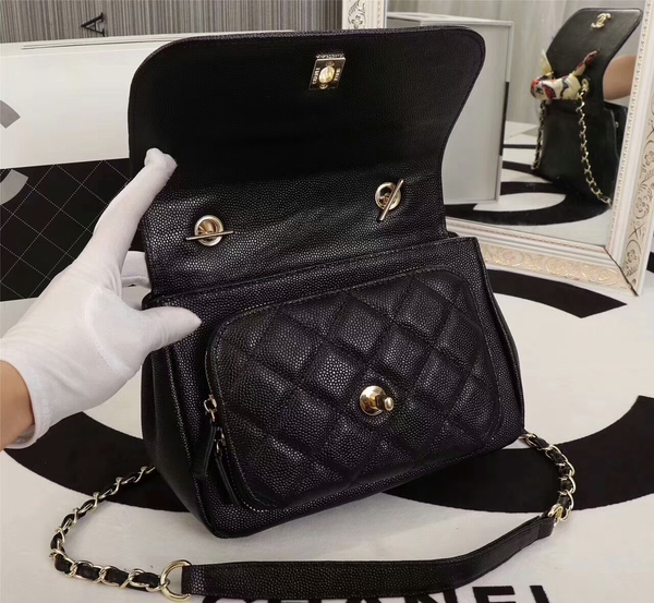 Chanel Original Calfskin Leather Shoulder Bag 8123 Black