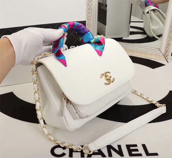 Chanel Original Calfskin Leather Shoulder Bag 8123 White