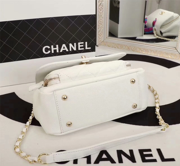 Chanel Original Calfskin Leather Shoulder Bag 8123 White