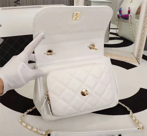 Chanel Original Calfskin Leather Shoulder Bag 8123 White