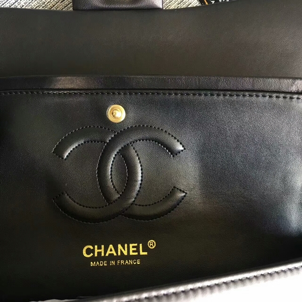 Chanel Flap Shoulder Bags Black Original Sheepskin CF1112 Glod