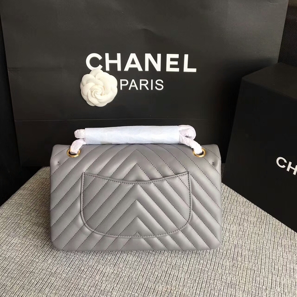 Chanel Flap Shoulder Bags Grey Original Sheepskin CF1112 Glod