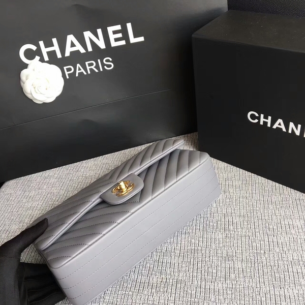 Chanel Flap Shoulder Bags Grey Original Sheepskin CF1112 Glod