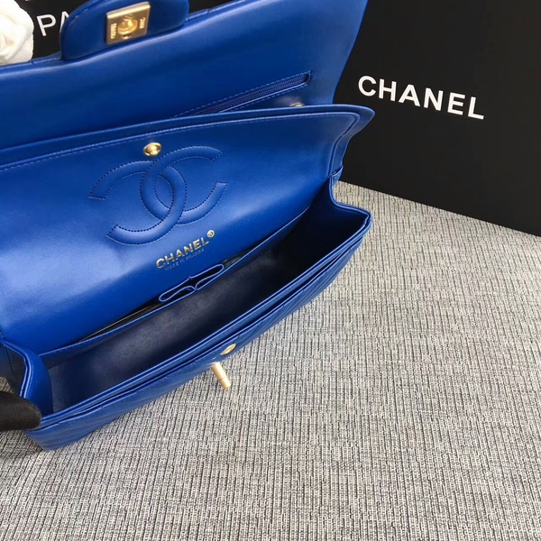 Chanel Flap Shoulder Bags Blue Original Sheepskin CF1112 Glod