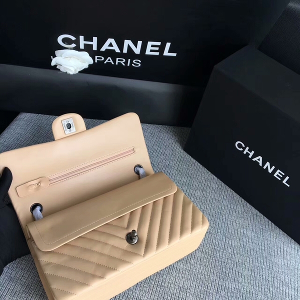 Chanel Flap Shoulder Bags Camel Original Sheepskin CF1112 Silver