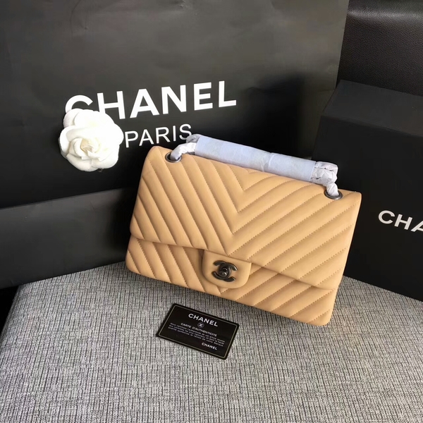 Chanel Flap Shoulder Bags Camel Original Sheepskin CF1112 Silver