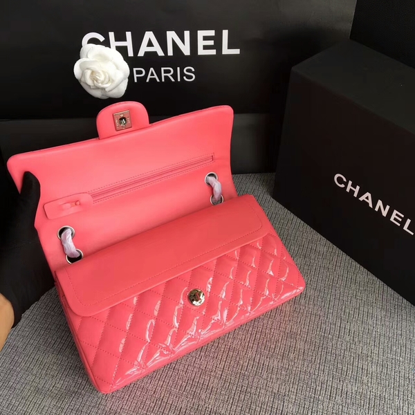 Chanel Flap Shoulder Bags Pink Original Patent Leather CF1112 Silver