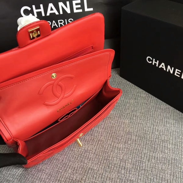 Chanel Flap Shoulder Bags Red Original Patent Leather CF1112 Glod