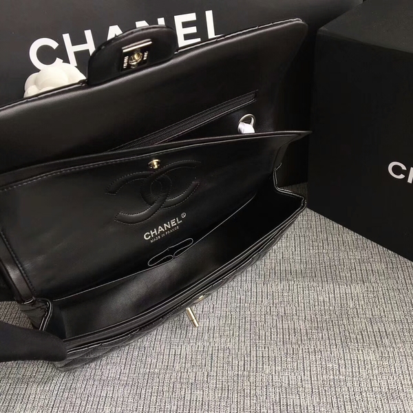 Chanel Flap Shoulder Bags Black Original Patent Leather CF1112 Silver