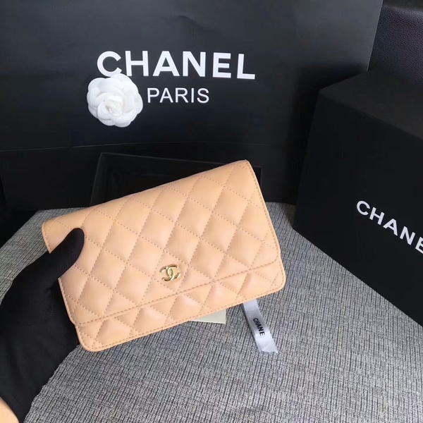 Chanel WOC Flap Bag Camel Original Sheepskin Leather 33814 Glod