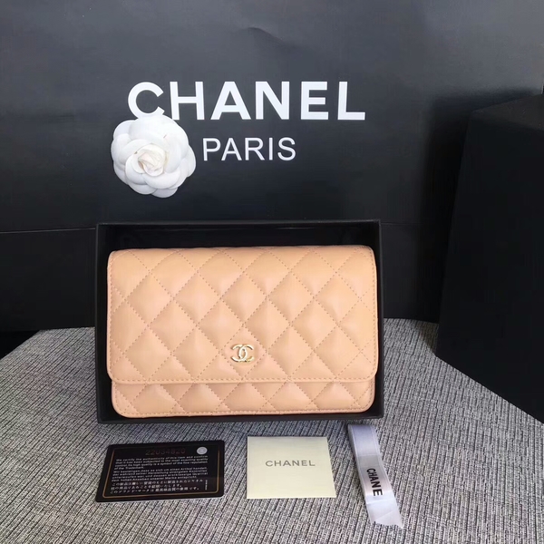 Chanel WOC Flap Bag Camel Original Sheepskin Leather 33814 Glod