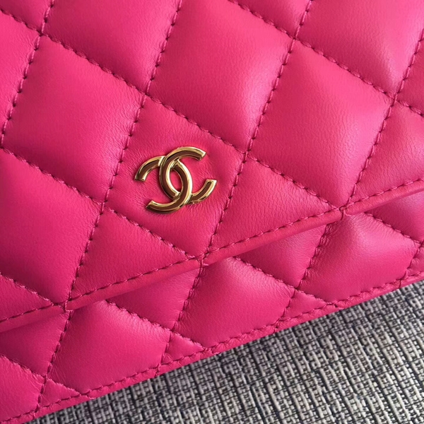 Chanel WOC Flap Bag Pink Original Sheepskin Leather 33814 Glod