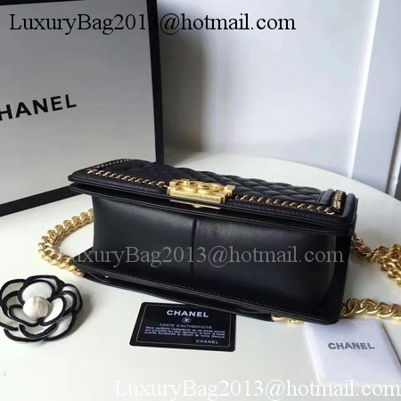 Boy Chanel Top Handle Flap Bag Original Sheepskin Leather A94804 Black