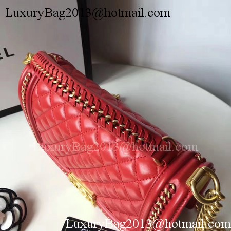 Boy Chanel Top Handle Flap Bag Original Sheepskin Leather A94804 Red