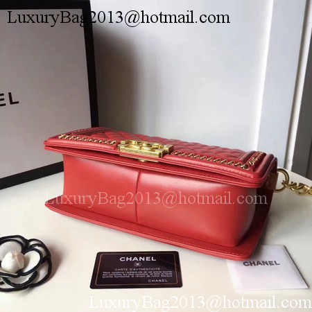 Boy Chanel Top Handle Flap Bag Original Sheepskin Leather A94804 Red