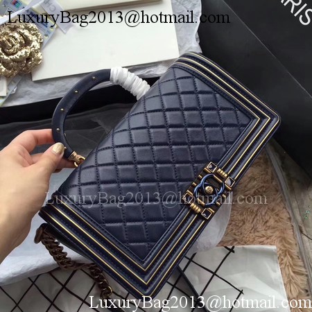 Boy Chanel Top Handle Flap Bag Original Sheepskin Leather CHA6600 Royal