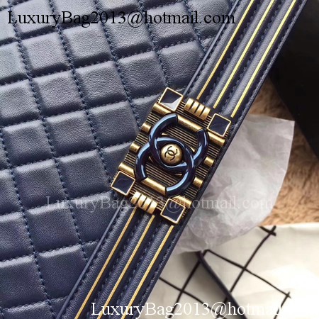 Boy Chanel Top Handle Flap Bag Original Sheepskin Leather CHA6600 Royal