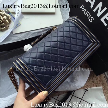 Boy Chanel Top Handle Flap Bag Original Sheepskin Leather CHA6600 Royal