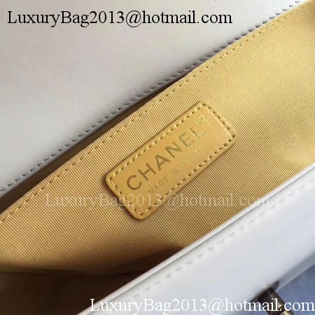 Boy Chanel Top Handle Flap Bag Original Sheepskin Leather CHA6600 White