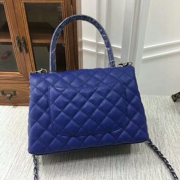 Chanel Caviar Leather Top Handle Bag 92991 Blue