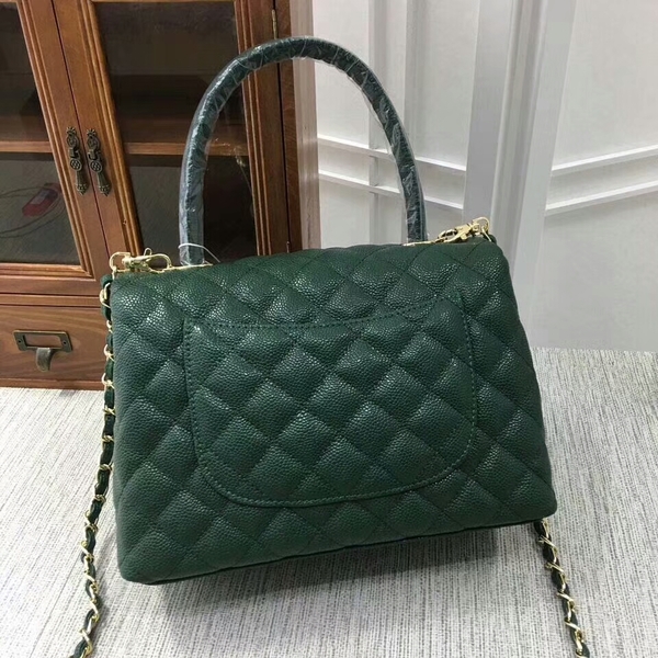 Chanel Caviar Leather Top Handle Bag 92991 Green