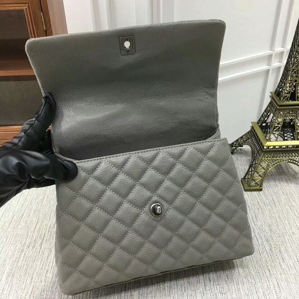 Chanel Caviar Leather Top Handle Bag 92991 Grey